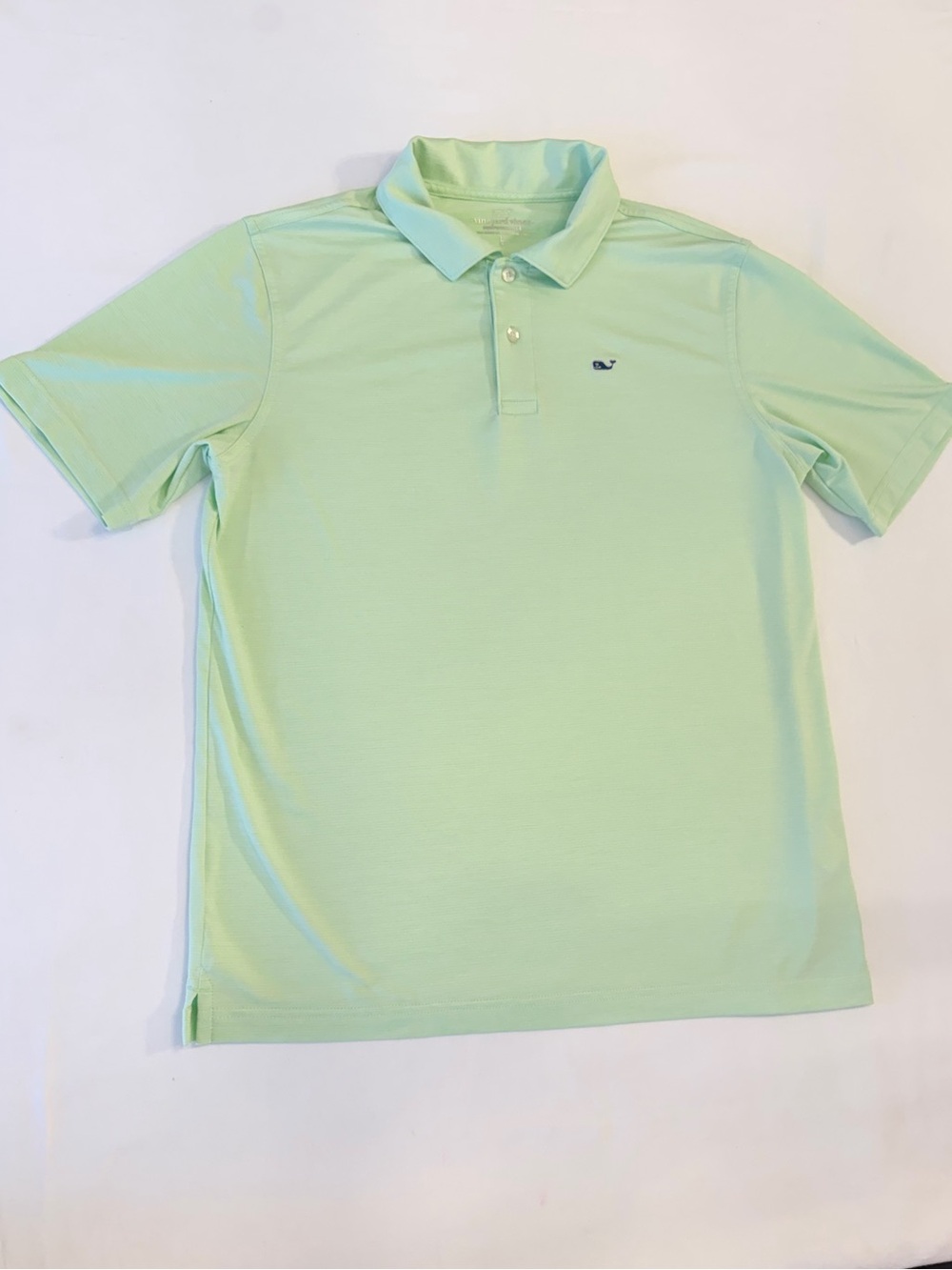 Vineyard Vines Boys’ Performance Sankaty Stripe Polo Mint Green & White Size L - Picture 7 of 7